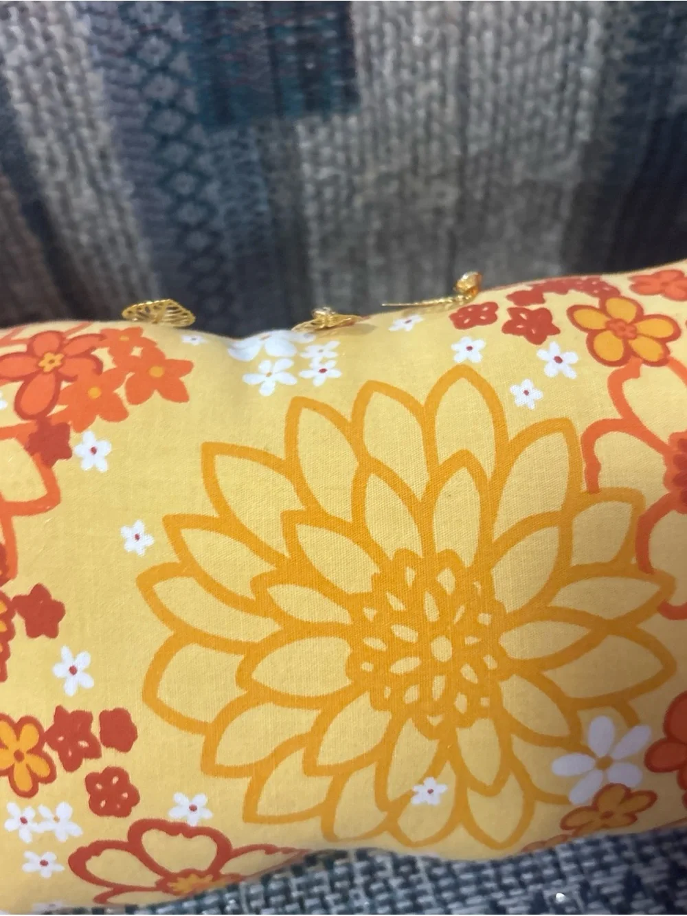 Autumn Leaf Floral Lumbar Pillows pack of 3 handmade new Yellow Orange Brown